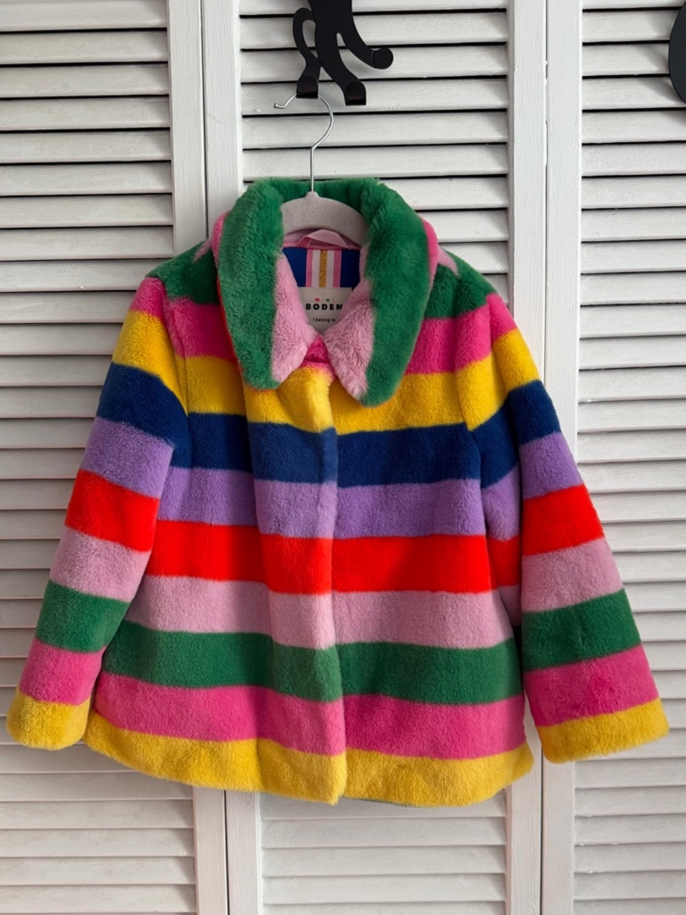 Mini Boden Rainbow Coat, size 4-5